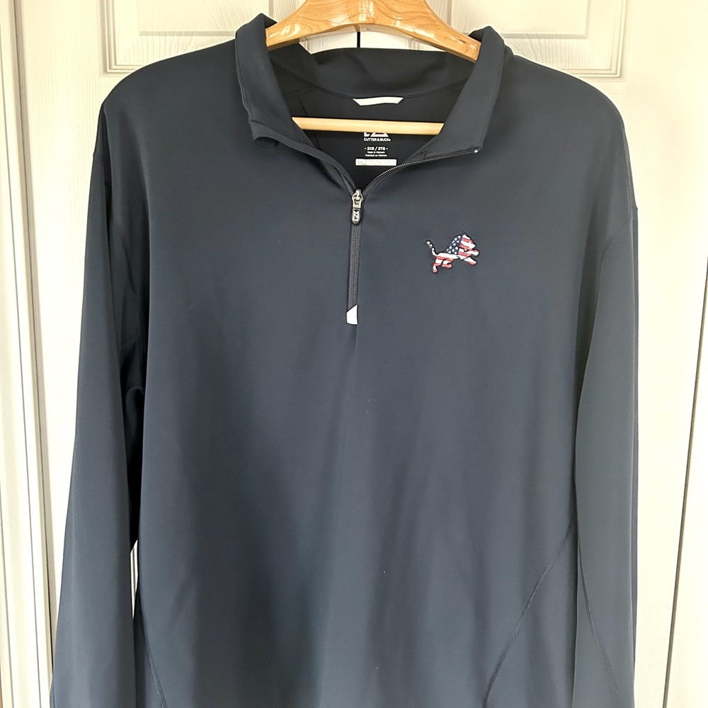 Patriotic Detroit Lions NFL Football 1/4 Quarter Zip Pullover - Men's 3XL.